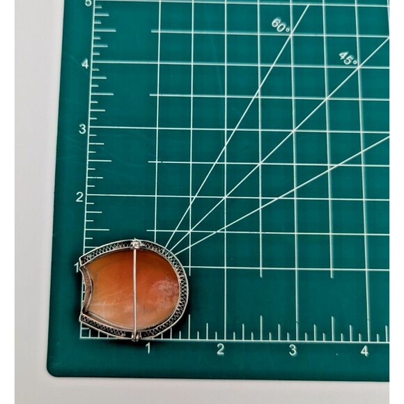 Vintage Sterling Silver 925 Shell Cameo Carved Brooch Horseshoe Shape Rare - Picture 15 of 16